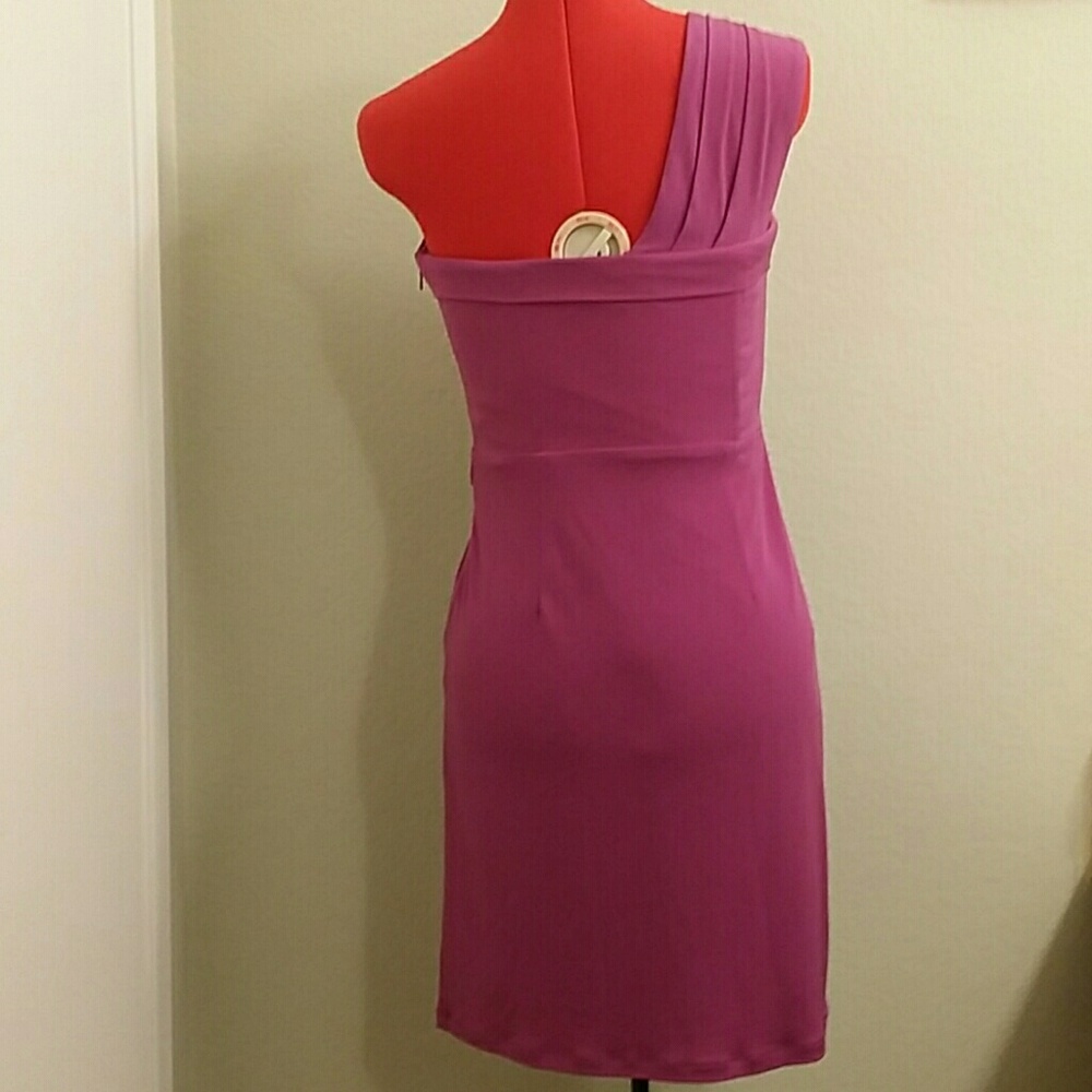 EUC Max & Cleo fuchsia pleated draped dress - Picture 3 of 3